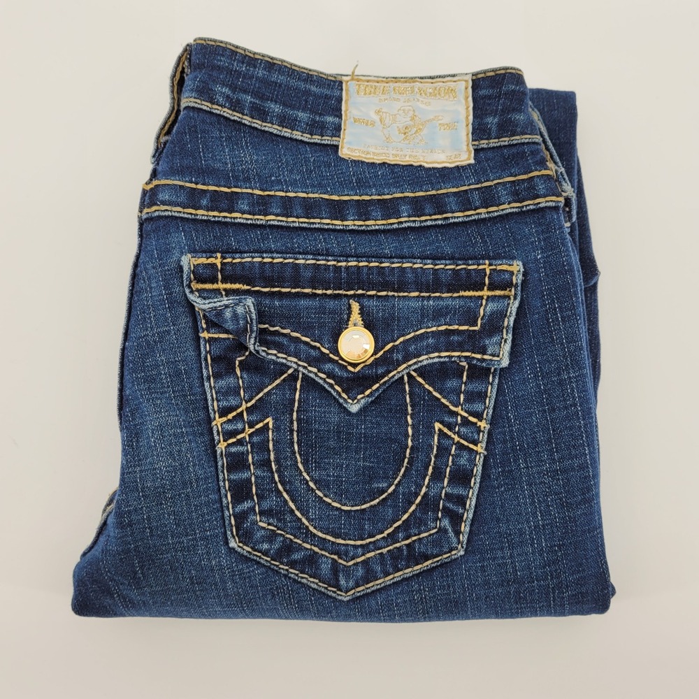 True Religion‎ Disco Billy Big T Jeans Womens 27 Blue Low Rise Straight Leg